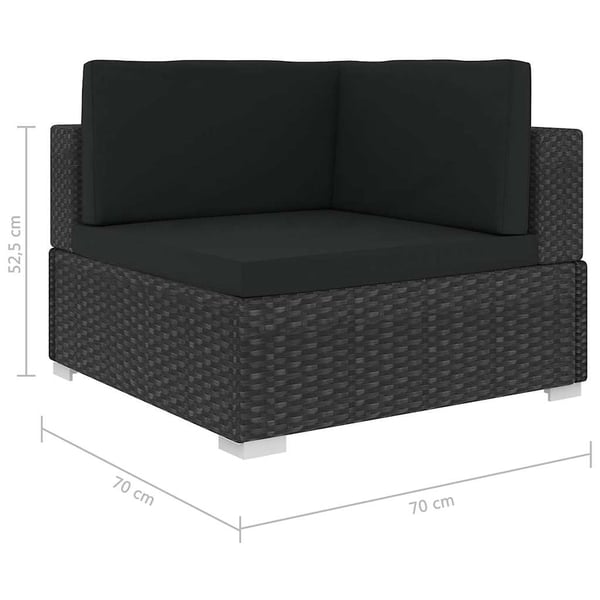 vidaXL Hörnsits till modulsoffa 1 st med dynor konstrotting svart