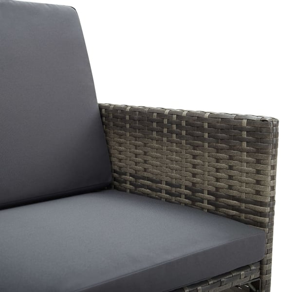 vidaXL udendørs spisebordssæt 5 dele med hynder polyrattan grå