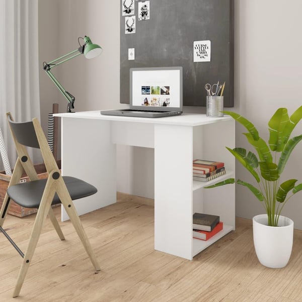 vidaXL skrivebord 110 x 60 x 73 cm spånplade hvid