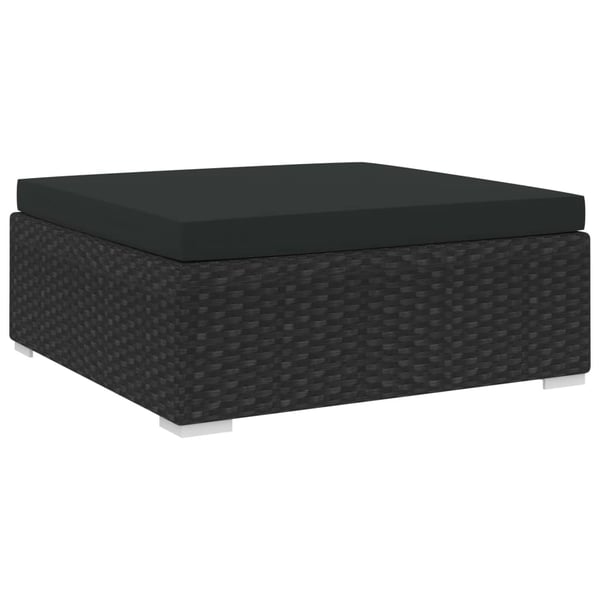 vidaXL fodskammel med hynde polyrattan sort