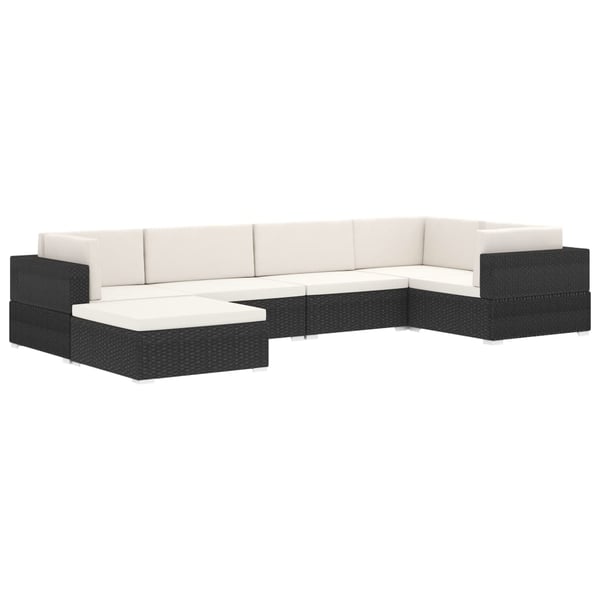 vidaXL fodskammel med hynde polyrattan sort