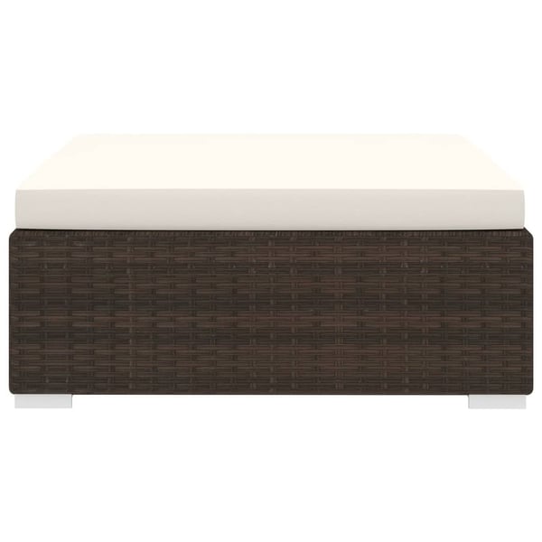vidaXL fodskammel til sofa 1 stk. med hynde polyrattan brun