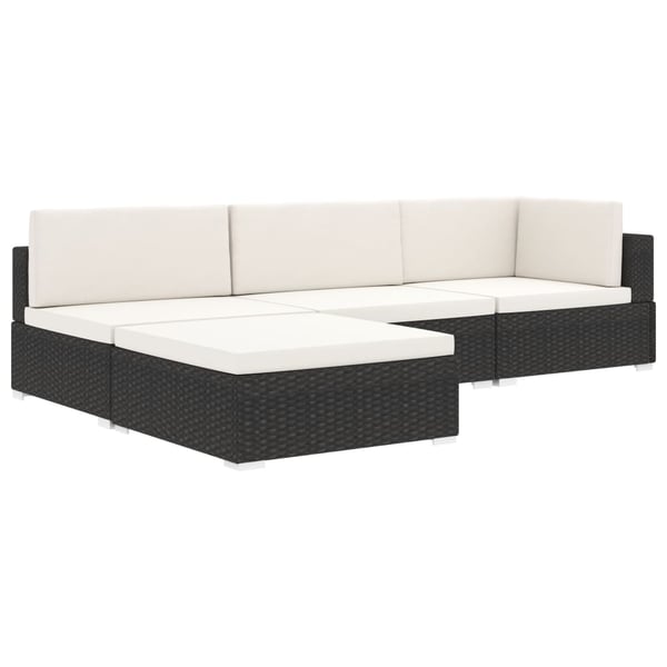 vidaXL fodskammel til sofa 1 stk. med hynde polyrattan brun