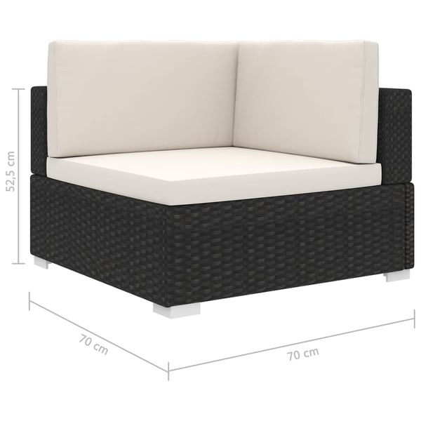 vidaXL hjørnesæde til sofa 1 stk. med hynder polyrattan sort