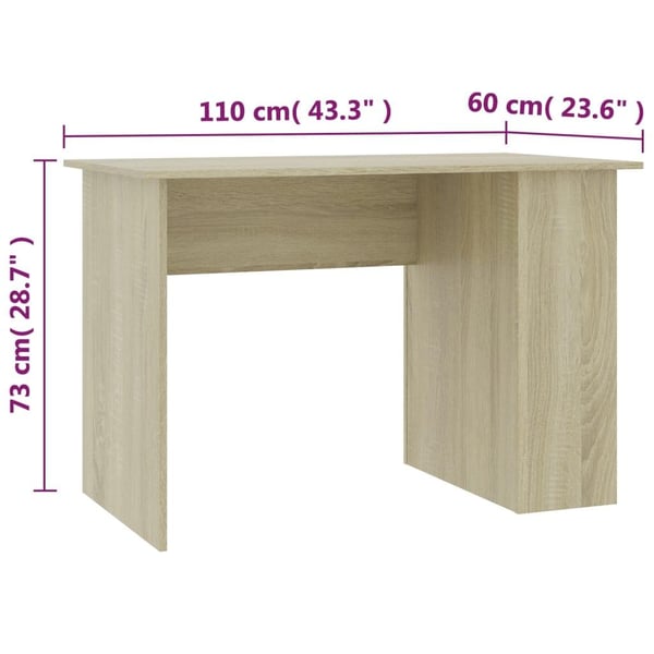 vidaXL Skrivebord sonoma eik 110x60x73 cm sponplate