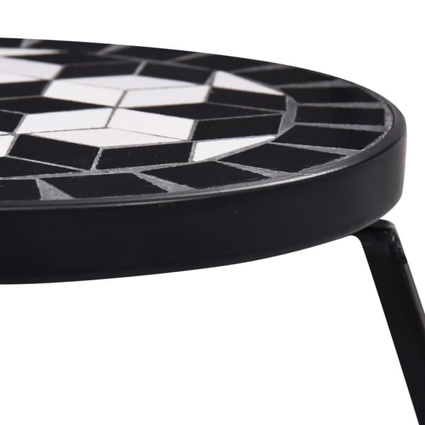 vidaXL Mosaikkbord 3 stk svart og hvit keramikk