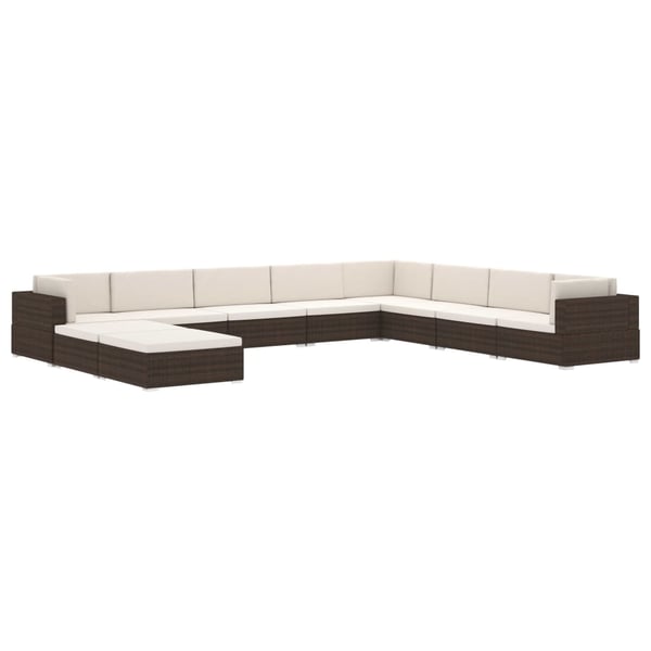 vidaXL hjørnesæde til sofa 1 stk. med hynder polyrattan brun