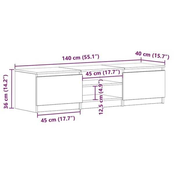 vidaXL tv-bord 140x40x35,5 cm konstrueret træ hvid højglans