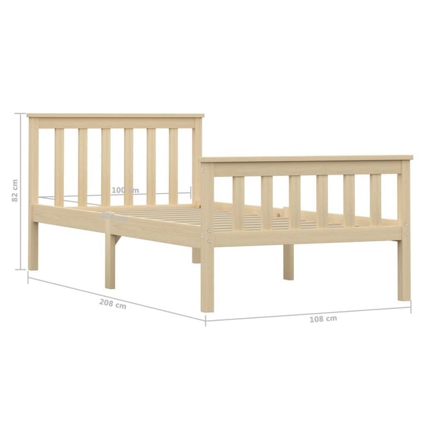 vidaXL Seng/Sengeramme naturlig heltre furu 100x200 cm change1