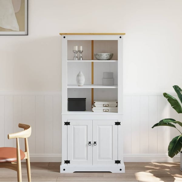vidaXL Vitrine meksikansk corona-stil furu hvit 80x40x170 cm