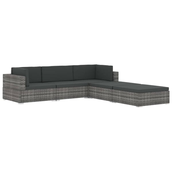 vidaXL midtersæde til sofa 1 stk. med hynder polyrattan grå