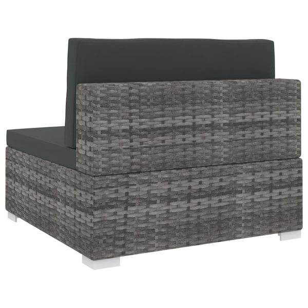 vidaXL midtersæde til sofa 1 stk. med hynder polyrattan grå