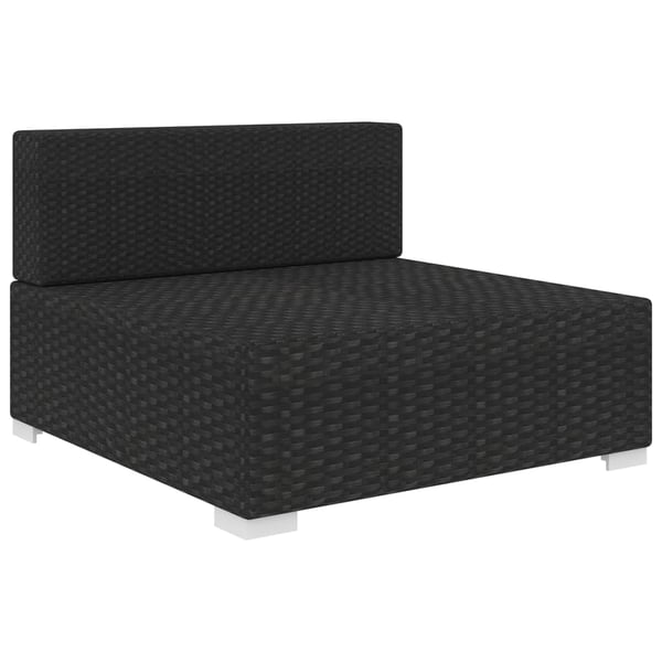 vidaXL midtersæde til sofa 1 stk. med hynder polyrattan sort