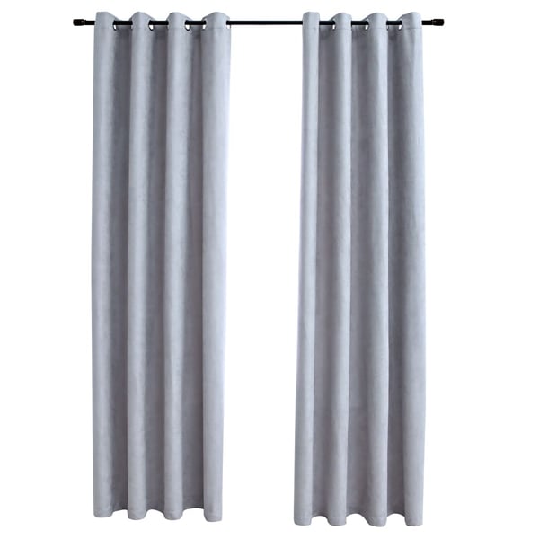 vidaXL Mörkläggningsgardiner med metallringar 2 st grå 140x225 cm