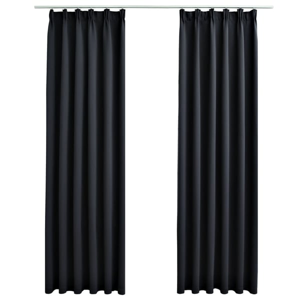 vidaXL Lystette gardiner med kroker 2 stk svart 140x245 cm