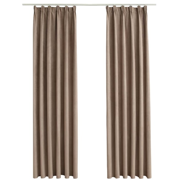 vidaXL Lystette gardiner med kroker 2 stk gråbrun 140x245 cm