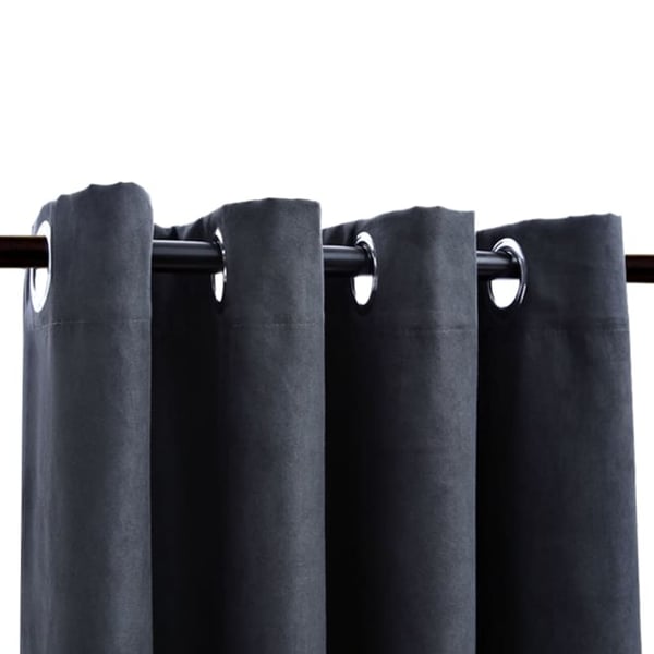 vidaXL Lystette gardiner med metallringer 2 stk antrasitt 140x225 cm