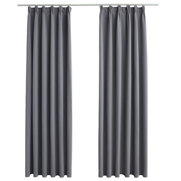 vidaXL Lystette gardiner med kroker 2 stk grå 140x175 cm