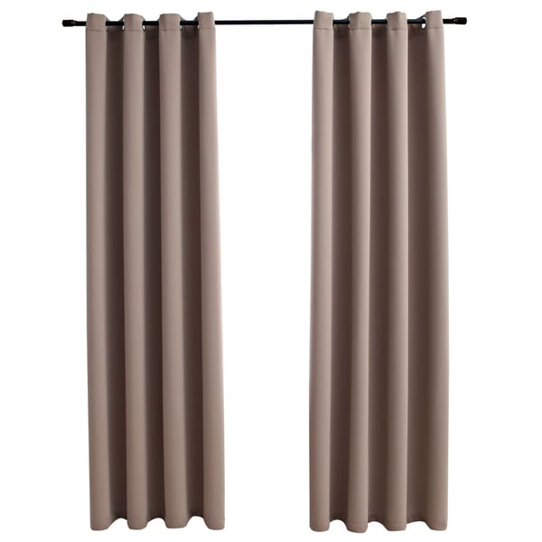 vidaXL Mörkläggningsgardiner med metallringar 2 st taupe 140x225 cm