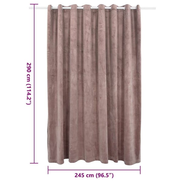vidaXL Lystett gardin med metallringer fløyel antikk rosa 290x245 cm