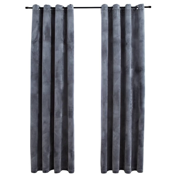 vidaXL Lystette gardiner med ringer 2 stk fløyel antrasitt 140x225 cm