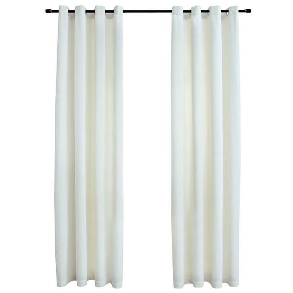 vidaXL Lystette gardiner med ringer 2 stk fløyel kremhvit 140x175 cm