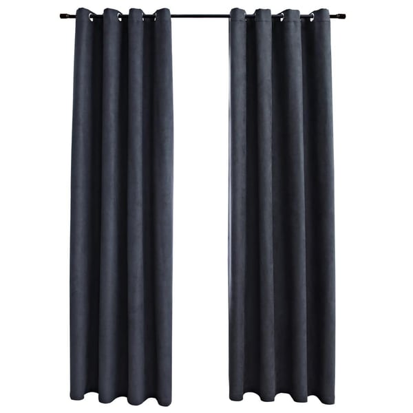 vidaXL mørklægningsgardiner 2 stk. metalringe 140 x 245 cm antracitgrå