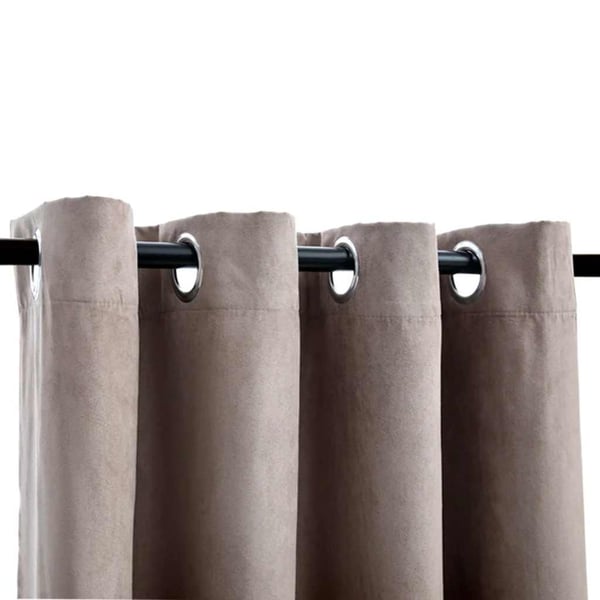 vidaXL Lystette gardiner med metallringer 2 stk gråbrun 140x225 cm