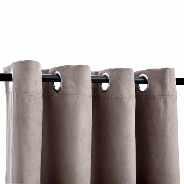 vidaXL Lystette gardiner med metallringer 2 stk gråbrun 140x175 cm