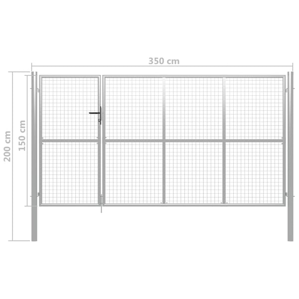 vidaXL Hageport stål 350x150 cm sølv