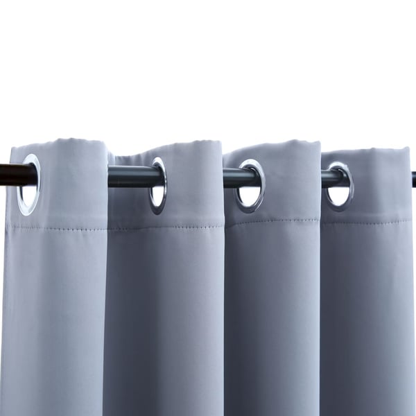 vidaXL Lystette gardiner med metallringer 2 stk grå 140x175 cm