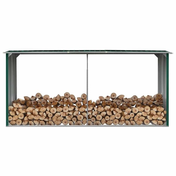 vidaXL Vedskjul galvanisert stål 330x92x153 cm grønn