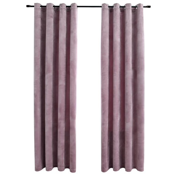 vidaXL Mörkläggningsgardiner med ringar 2 st rosa sammet 140x245 cm