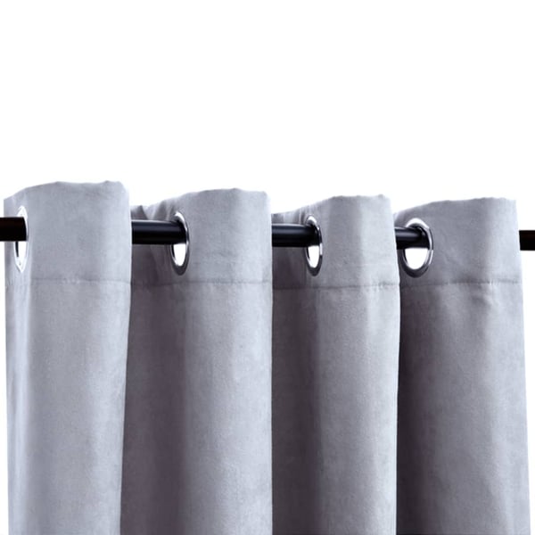vidaXL Lystette gardiner med metallringer 2 stk grå 140x175 cm