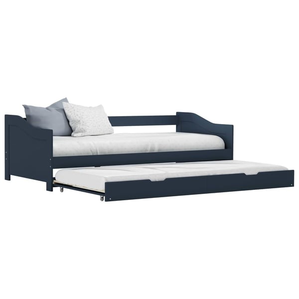 vidaXL Sovesofa uttrekkbar ramme grå furu 90x200 cm
