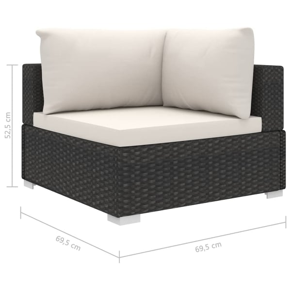 vidaXL haveloungesæt 11 dele med hynder polyrattan sort