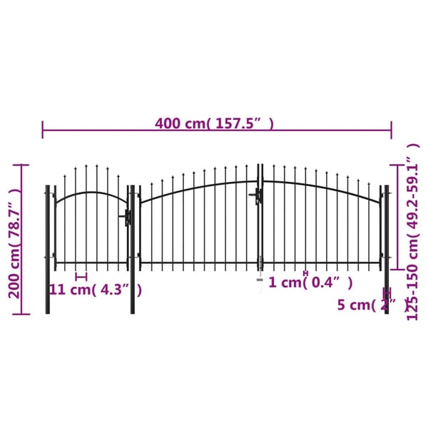 vidaXL Hagegjerde stål 2x4 m svart