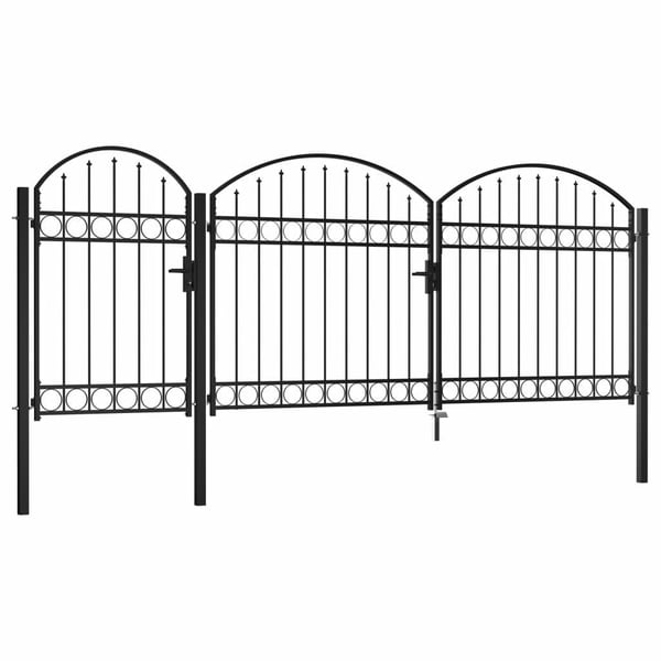 vidaXL havelåge med buet top 2 x 4 m stål sort