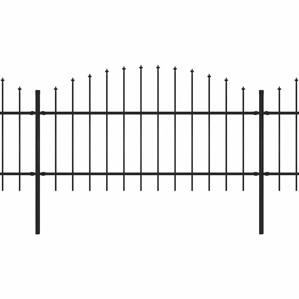vidaXL Puutarha-aita keihäskärjillä teräs (1-1,25)x5,1 m musta