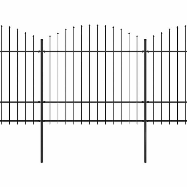 vidaXL Hagegjerde med spydtopp stål (1,5-1,75)x8,5 m svart