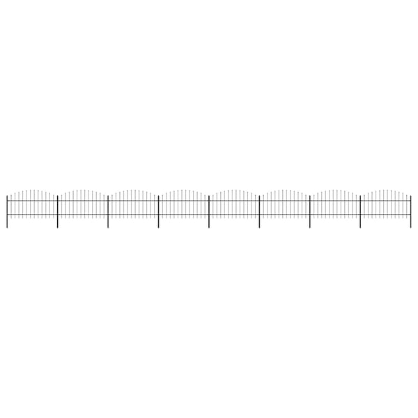 vidaXL Trädgårdsstaket med spjuttopp stål (1-1,25)x13,6 m svart