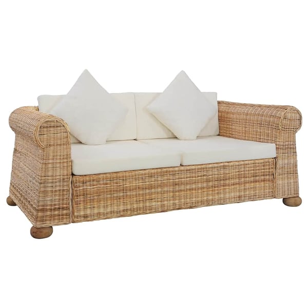 vidaXL sofasæt 2 dele med hynder naturlig rattan
