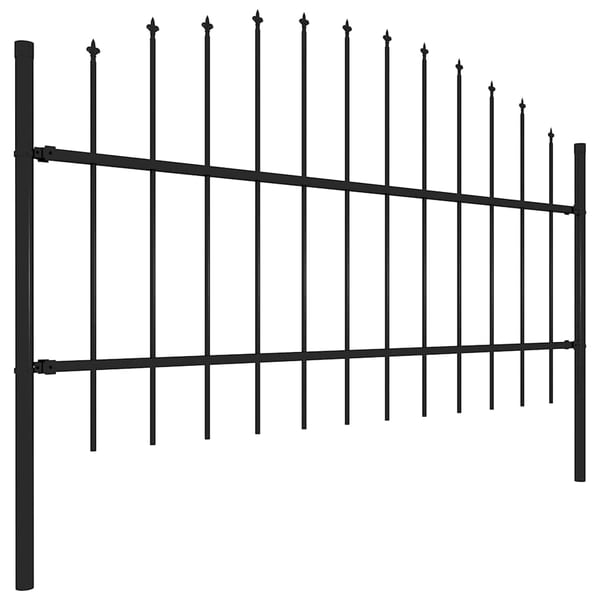 vidaXL Hagegjerde med spydtopp stål (0,75-1)x13,6 m svart