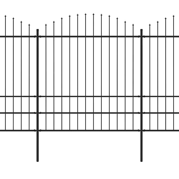 vidaXL Puutarha-aita keihäskärjillä teräs (1,75-2)x8,5 m musta