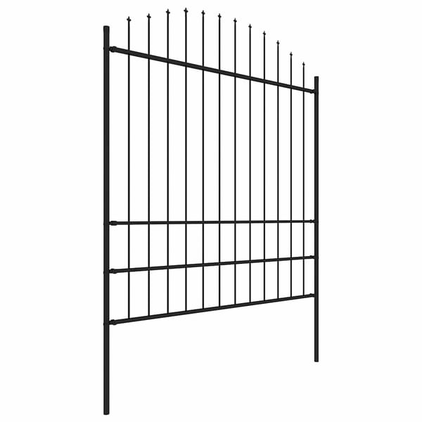 vidaXL Puutarha-aita keihäskärjillä teräs (1,75-2)x8,5 m musta