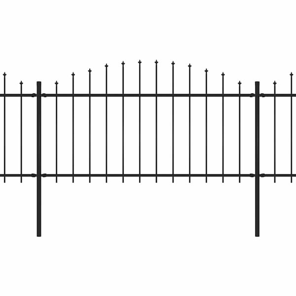 vidaXL Hagegjerde med spydtopp stål (1,25-1,5)x13,6 m svart