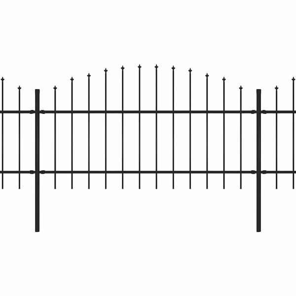 vidaXL Trädgårdsstaket med spjuttopp stål (1-1,25)x15,3 m svart