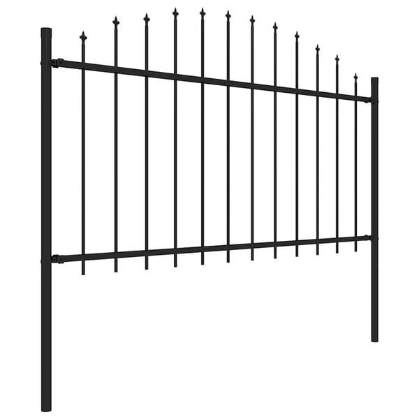 vidaXL Hagegjerde med spydtopp stål (1,25-1,5)x10,2 m svart