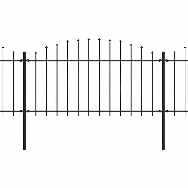 vidaXL Hagegjerde med spydtopp stål (1,25-1,5)x5,1 m svart