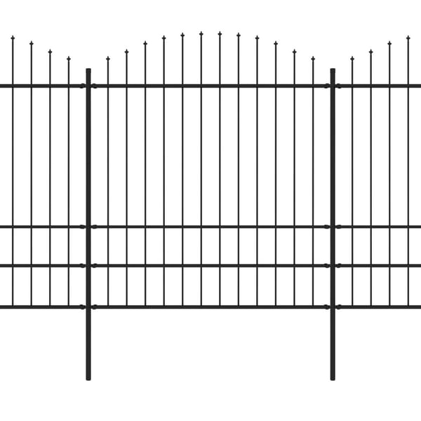 vidaXL Hagegjerde med spydtopp stål (1,75-2)x17 m svart